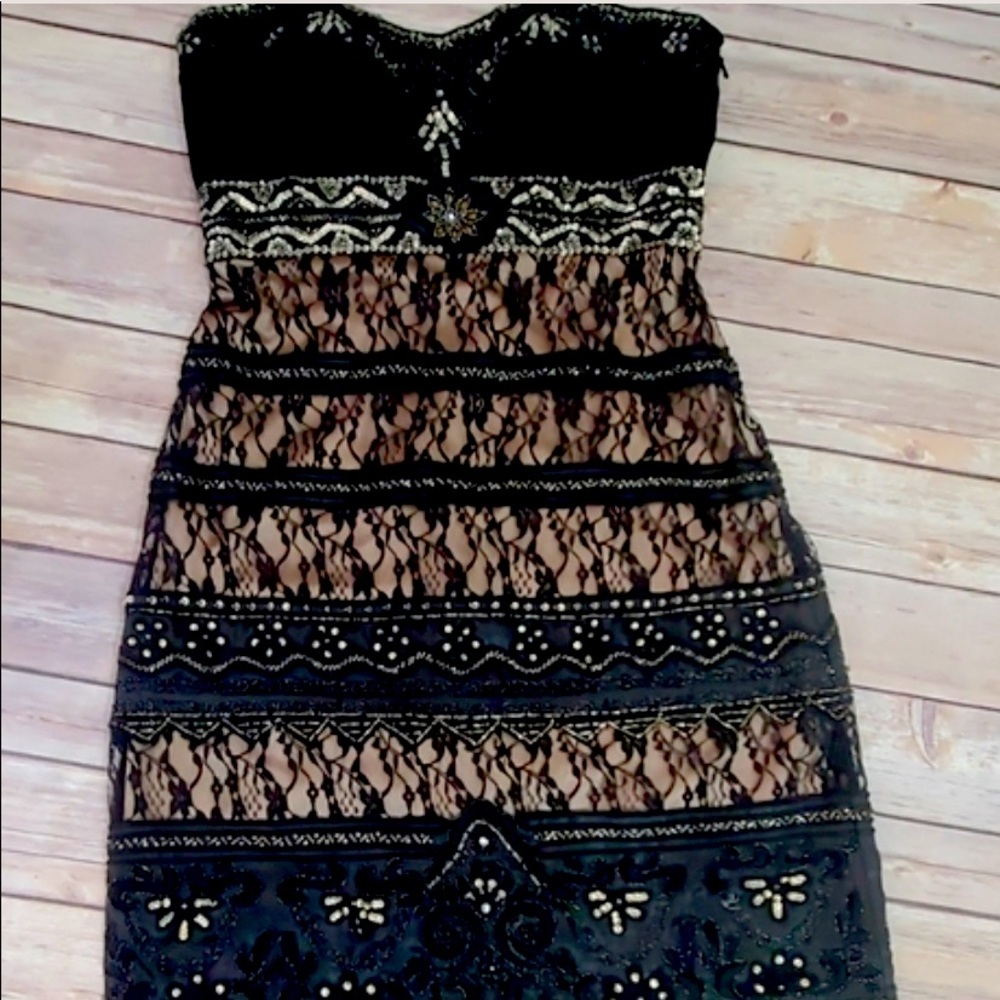 Sue Wong black and nude cocktail dress sz 2